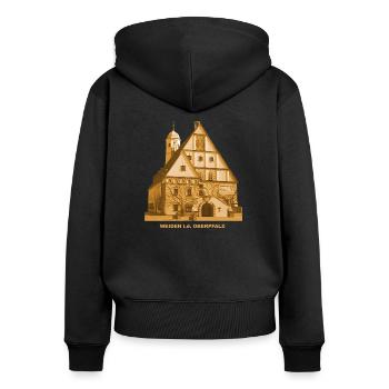 Weiden Rathaus Oberpfalz Bayern Ostbayern - Frauen Premium Bio Zip Hoodie - Schwarz - Hinten - Julia (174cm)