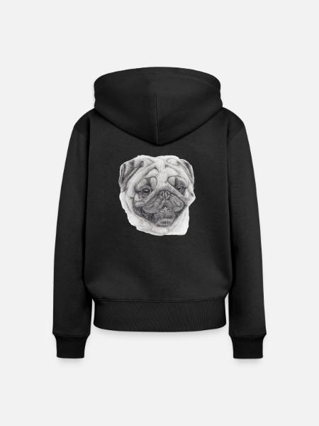 Mops Mops 2 - Frauen Premium Bio Zip Hoodie - Schwarz