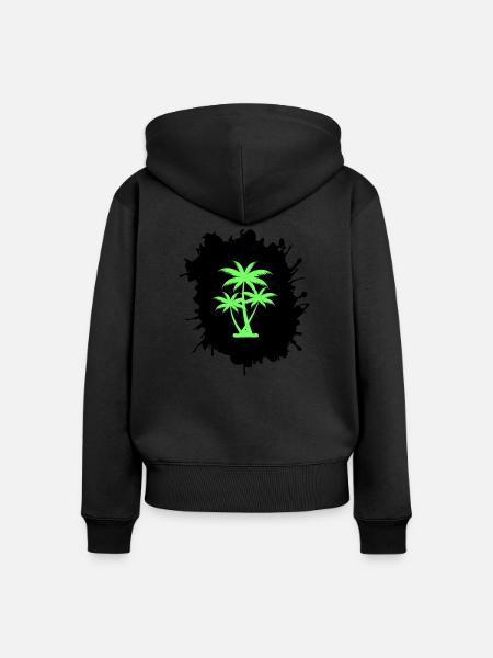 palmen klecks - Frauen Premium Bio Zip Hoodie - Schwarz