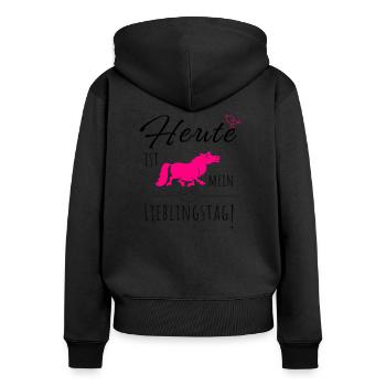 Heute ist mein Lieblingstag! - Frauen Premium Bio Zip Hoodie - Schwarz - Hinten - Julia (174cm)