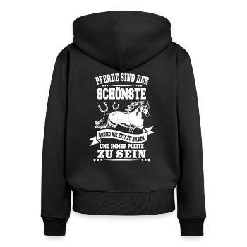 Pferde Pleite Lustiger Pferdespruch Reiter - Frauen Premium Bio Zip Hoodie - Schwarz - Hinten - Julia (174cm)