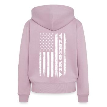 Flagge USA Virginia Bundesstaat Geschenk - Frauen Premium Bio Zip Hoodie - Altrosa - Hinten - Julia (174cm)