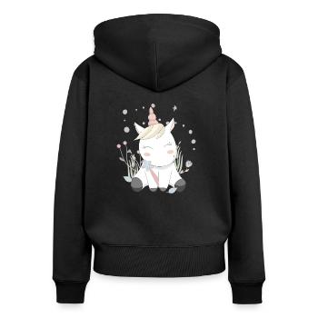 Baguette de licorne | licorne - Sweat à capuche zippé Premium bio Femme - noir - Dos - Julia (174cm)