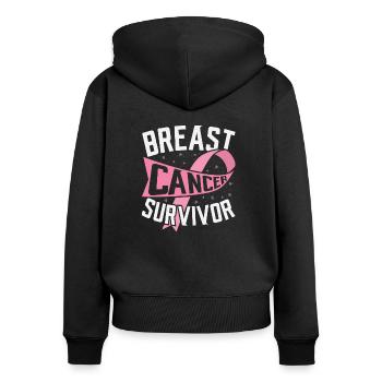 Soutien rose de soutien de survivante du cancer du sein - Sweat à capuche zippé Premium bio Femme - noir - Dos - Julia (174cm)