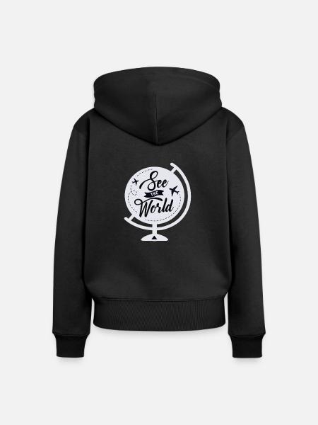 See The World - Frauen Premium Bio Zip Hoodie - Schwarz