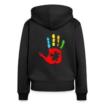 Autism T shirt - Women's Premium Organic Zip Hoodie - black - Back - Julia (174cm)
