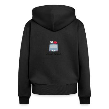 Van Simone - Sweat à capuche zippé Premium bio Femme - noir - Dos - Julia (174cm)