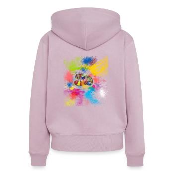 L'art de la Peinture - Sweat à capuche zippé Premium bio Femme - rose poudré - Dos - Julia (174cm)