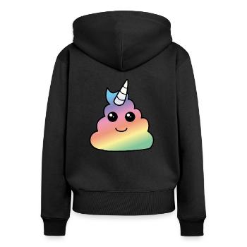 Einhorn Poop - Frauen Premium Bio Zip Hoodie - Schwarz - Hinten - Julia (174cm)