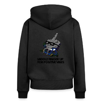 Texte de couleur baiseur - Sweat à capuche zippé Premium bio Femme - noir - Dos - Julia (174cm)