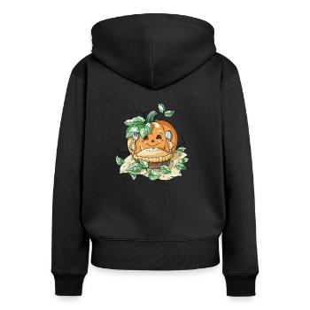 Citrouille d'Halloween - Sweat à capuche zippé Premium bio Femme - noir - Dos - Julia (174cm)