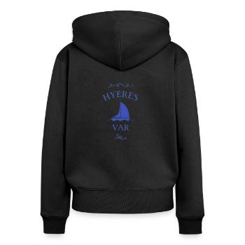 t shirt hyeres bateau var cadeau voile marin - Sweat à capuche zippé Premium bio Femme - noir - Dos - Julia (174cm)