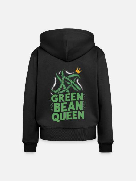Grüne Bohnen - Frauen Premium Bio Zip Hoodie - Schwarz