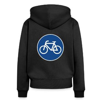 Panneau de signalisation vélo - Sweat à capuche zippé Premium bio Femme - noir - Dos - Julia (174cm)