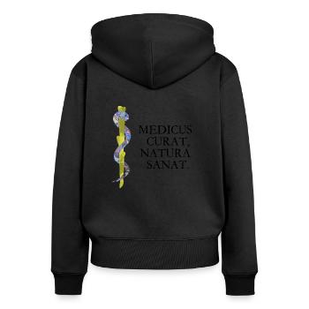 behandeln möge der doktor heilen möge die schwarz - Frauen Premium Bio Zip Hoodie - Schwarz - Hinten - Julia (174cm)