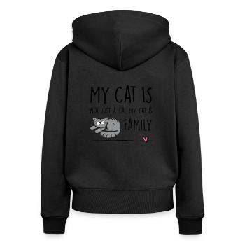 My Cat is Family - Women's Premium Organic Zip Hoodie - black - Back - Julia (174cm)