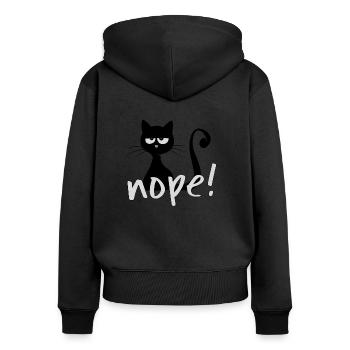 grumpy nope cat Nein Nö Katze Geschenk - Frauen Premium Bio Zip Hoodie - Schwarz - Hinten - Julia (174cm)
