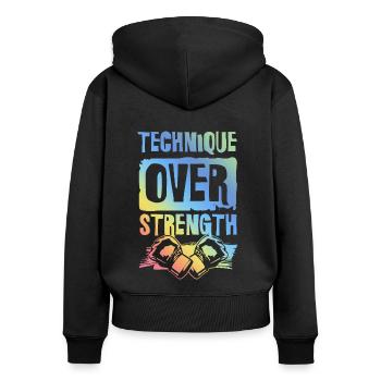 Wrestling Ringen Grabling - Frauen Premium Bio Zip Hoodie - Schwarz - Hinten - Julia (174cm)