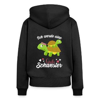 Großer Schwester Schildkröte 2021 - Frauen Premium Bio Zip Hoodie - Schwarz - Hinten - Julia (174cm)