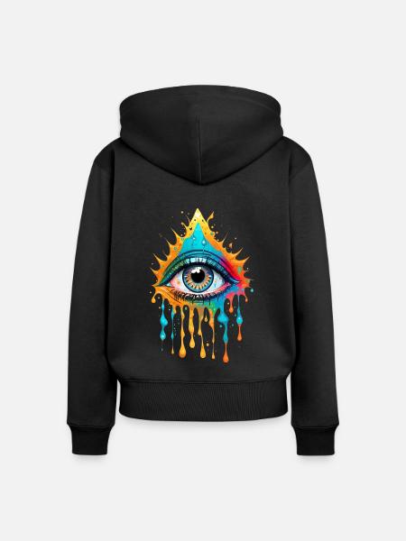 Paint Splash Eye Design - Frauen Premium Bio Zip Hoodie - Schwarz
