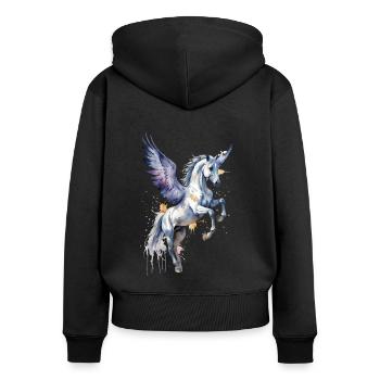 Mythical Roar - Winged Pegasus Watercolor - Women's Premium Organic Zip Hoodie - black - Back - Julia (174cm)