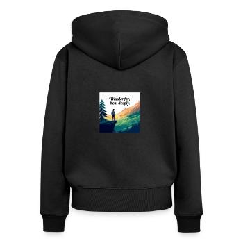 Wander Far, Heal Deeply – Hiking & Nature - Women's Premium Organic Zip Hoodie - black - Back - Julia (174cm)
