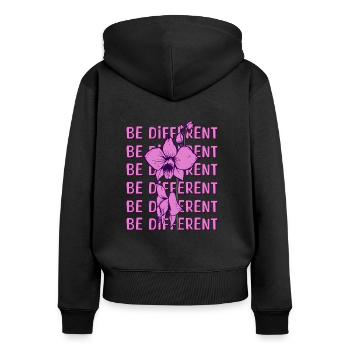 BE DIFFERENT - Orchid Flower Love Positivity - Women's Premium Organic Zip Hoodie - black - Back - Julia (174cm)