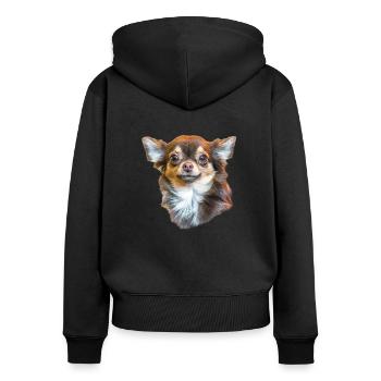 Chihuahua - Frauen Premium Bio Zip Hoodie - Schwarz - Hinten - Julia (174cm)