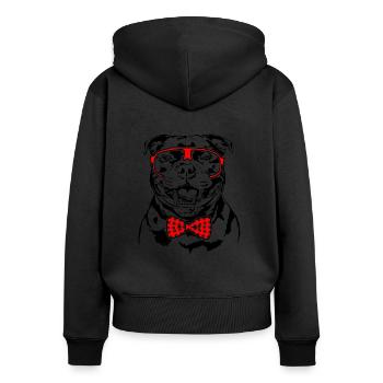 STAFFORDSHIRE BULL TERRIER Lunettes Chiens Wilsigns - Sweat à capuche zippé Premium bio Femme - noir - Dos - Julia (174cm)