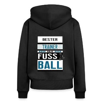 Bester Fussball Trainer Fussballtrainer Training - Frauen Premium Bio Zip Hoodie - Schwarz - Hinten - Julia (174cm)