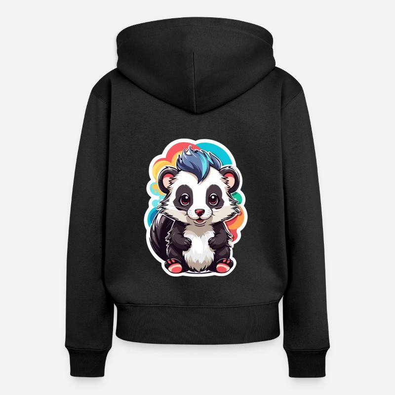 Skunk Mignon Enfant Couleur - Sweat à capuche zippé Premium bio Femme - noir