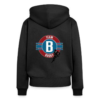 Rugby Team B Mannschaft Rugbyspiel Rugbyteam - Frauen Premium Bio Zip Hoodie - Schwarz - Hinten - Julia (174cm)