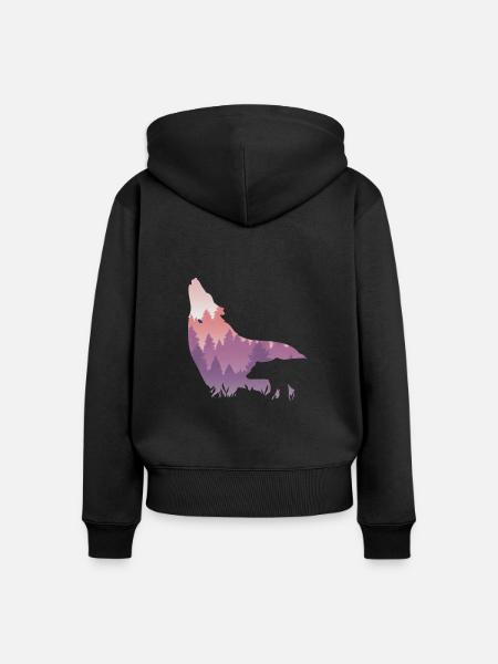 Timber Wolf - Frauen Premium Bio Zip Hoodie - Schwarz