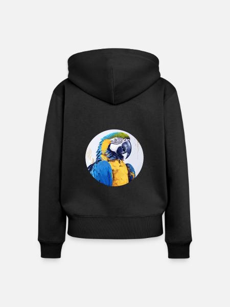 Blau-Gold Ara - Frauen Premium Bio Zip Hoodie - Schwarz