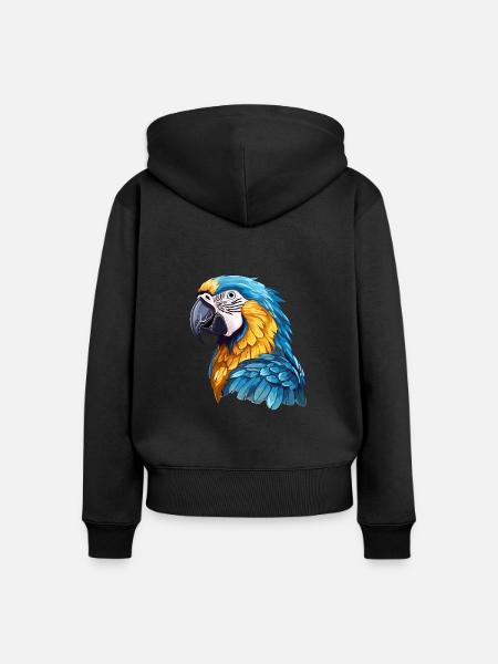 Blau-Gold Ara - Frauen Premium Bio Zip Hoodie - Schwarz