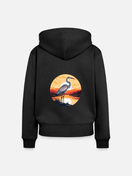Reiher - Frauen Premium Bio Zip Hoodie - Schwarz