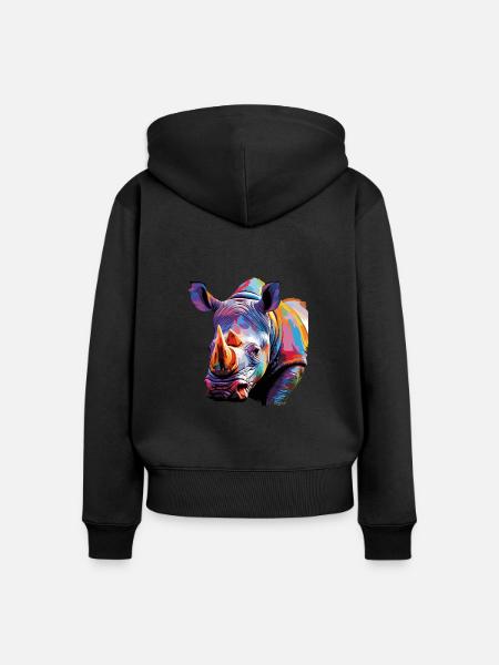 Rhinozeros - Frauen Premium Bio Zip Hoodie - Schwarz