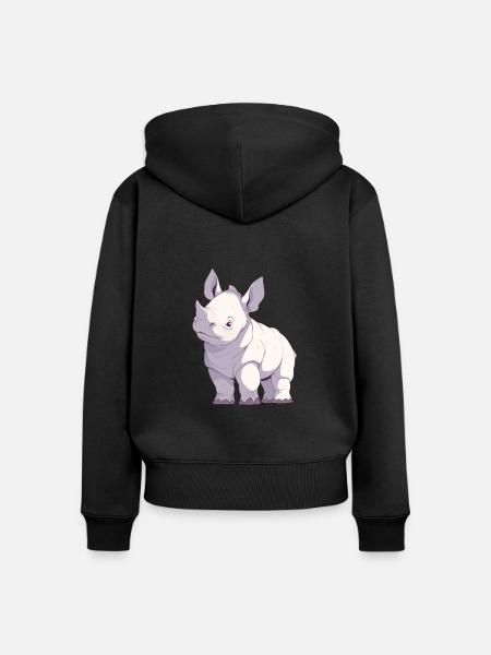 Rhinozeros - Frauen Premium Bio Zip Hoodie - Schwarz