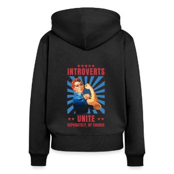 Agoraphobia introverts unite - Frauen Premium Bio Zip Hoodie - Schwarz - Hinten - Julia (174cm)