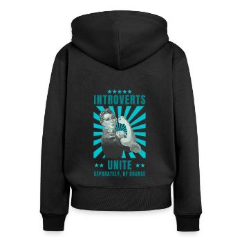 Agoraphobia introverts unite - Frauen Premium Bio Zip Hoodie - Schwarz - Hinten - Julia (174cm)