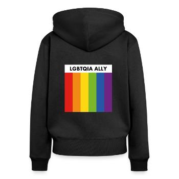 LGBTQIA-Verbündeter Regenbogen-Pride-Flagge - Frauen Premium Bio Zip Hoodie - Schwarz - Hinten - Julia (174cm)