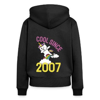 Cool seit 2007 Dabbing Katze 15. Geburtstag - Frauen Premium Bio Zip Hoodie - Schwarz - Hinten - Julia (174cm)