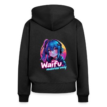 WAIFU MATERIAL ONLY - VAPORWAVE GAMERGIRL - Women's Premium Organic Zip Hoodie - black - Back - Julia (174cm)