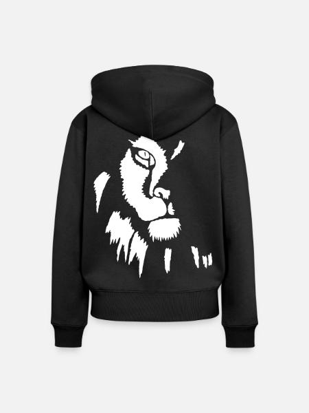 Weißer Löwe im Schatten - Frauen Premium Bio Zip Hoodie - Schwarz