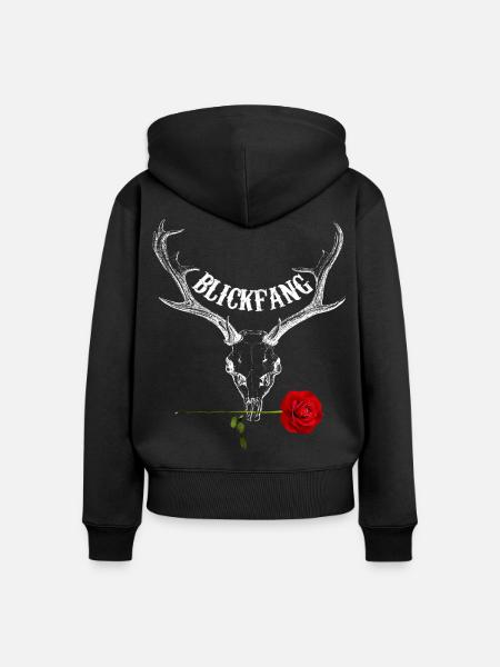 BLICKFANG Wild Rose - Frauen Premium Bio Zip Hoodie - Schwarz