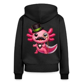 Sir Axolotl - Frauen Premium Bio Zip Hoodie - Schwarz - Hinten - Julia (174cm)