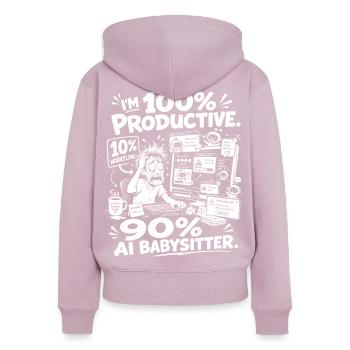 KI Babysitter Produktiv Chaos - Frauen Premium Bio Zip Hoodie - Altrosa - Hinten - Julia (174cm)
