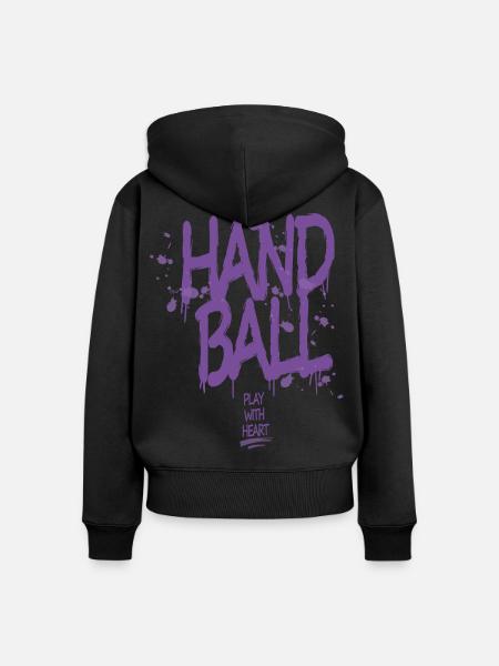 Handball Graffiti mit Herz - Frauen Premium Bio Zip Hoodie - Schwarz