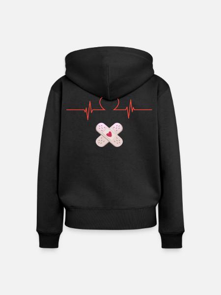 Herz und Crossdressings - Frauen Premium Bio Zip Hoodie - Schwarz