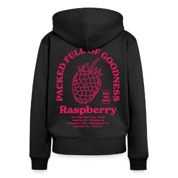Himbeer-Ernährung - Frauen Premium Bio Zip Hoodie - Schwarz - Hinten - Julia (174cm)